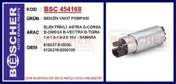 BENZİN YAKIT POMPASI ELEKTRİKLİ ASTRA G-CORSA B-OMEGA B-VECTRA B-TIGRA 1.4-1.6-1.8-2.0 16V - SAMARA ürün görseli 1