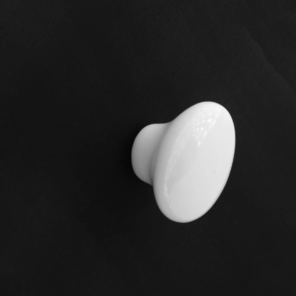 (1 Adet) Egg Oval Porselen Yuvarlak Beyaz Renk Kulp Mobilya Gardrop Dolabı Kapak Kulpu Çekmece Kulbu ürün görseli 1