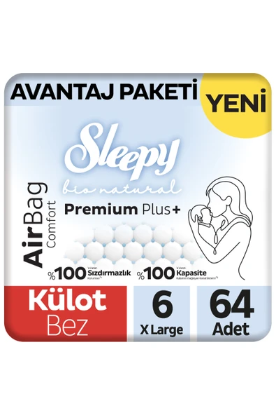 Sleepy Bio Natural Premium Plus Airbag Comfort Avantaj Paketi Külot Bez 6 Numara Xlarge 64 Adet ürün görseli 1