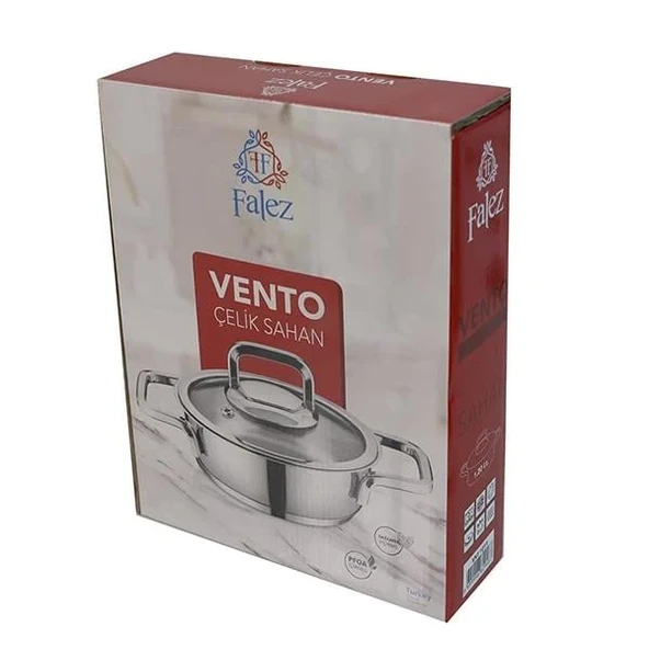 Falez Vento 22 cm Kapaklı Çelik Sahan - Resim 3