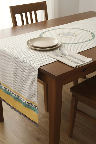Safran Luxe Keten Runner 45x140 cm - Resim 5