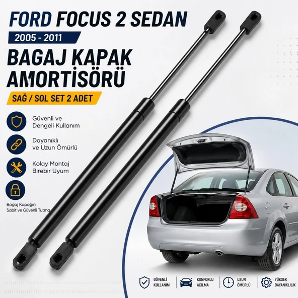 Ford Focus 2 Sedan 2005-2011 Bagaj Amortisörü Sağ Sol Set 2 Adet – Dengeli ve Güvenli Açılma ürün görseli 1