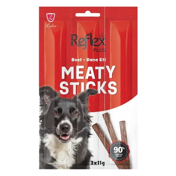 Reflex Plus Meaty Sticks Biftekli Yetişkin Köpek Çubuk Ödül Maması (3 x 11 g) ürün görseli 1