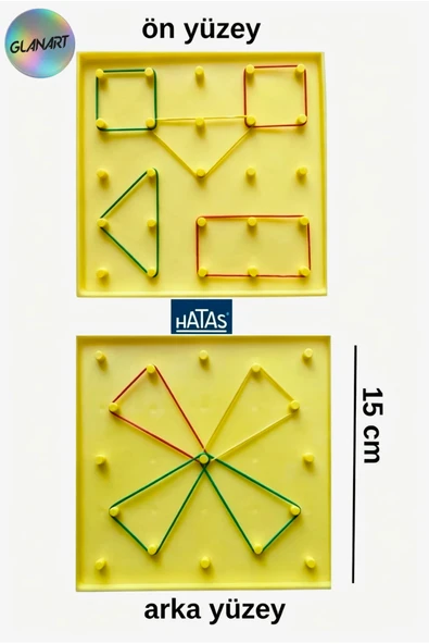 matematik dersi için geometri tahtası  çift yüzey hatas 15x15 cm  1 adet ürün görseli 1