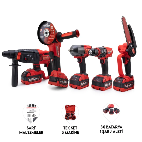 Beşli Set MW600 (Budama Testeresi 10mm Çelik Mandren+ Somun Sıkma+ Şarjlı Spral+Şarjlı Hilti) BT0207 ürün görseli 1