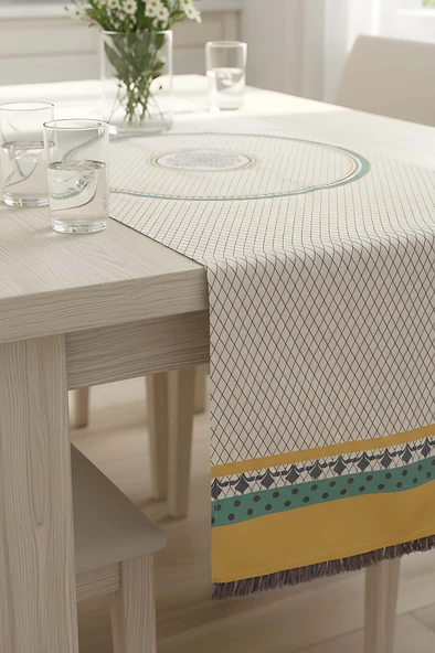 Safran Luxe Keten Runner 45x140 cm - Resim 6