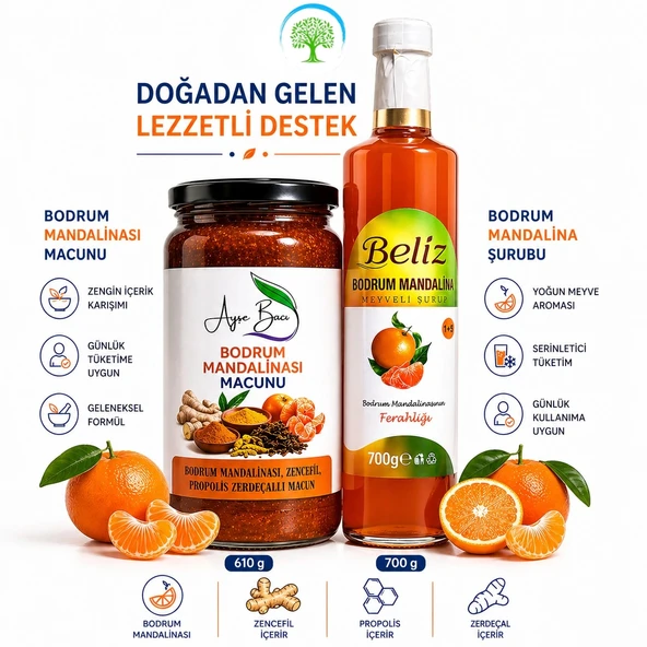 ÇareBurada Mandalina Şurubu 700 ml | Bodrum Mandalinası Macunu 610 g Set ürün görseli 1