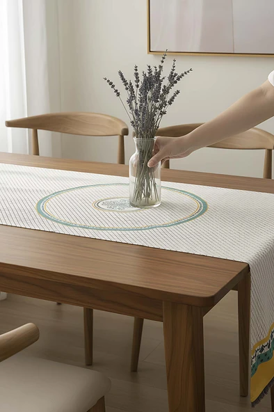 Safran Luxe Keten Runner 45x140 cm - Resim 2