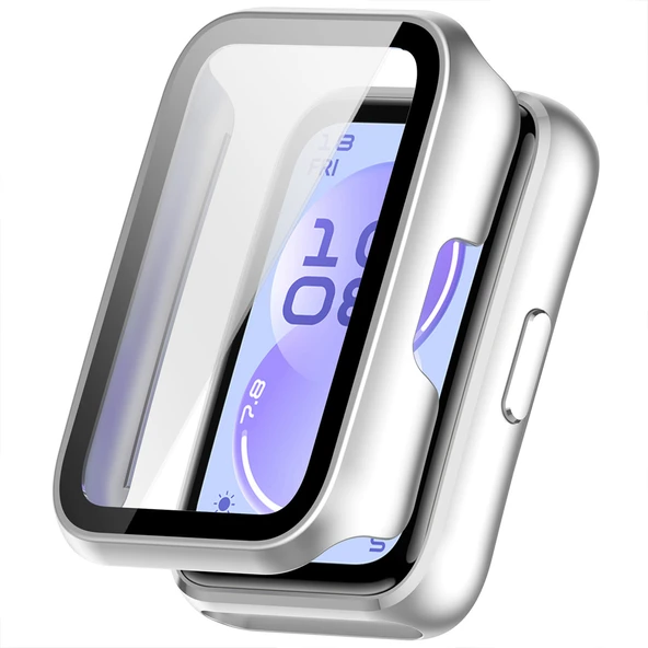Huawei Band 11 Uyumlu Tam Kapsam Ekranlı Kasa Koruyucu Çerçeveli Koruma Kılıfı  Gümüş ürün görseli 1