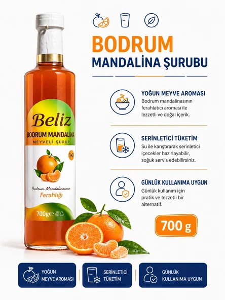 ÇareBurada Bodrum Mandalina Şurubu 700 g - Meyveli Şurup ürün görseli 1