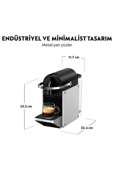 D62 Pixie Kahve Makinesi, Gümüş - Resim 4