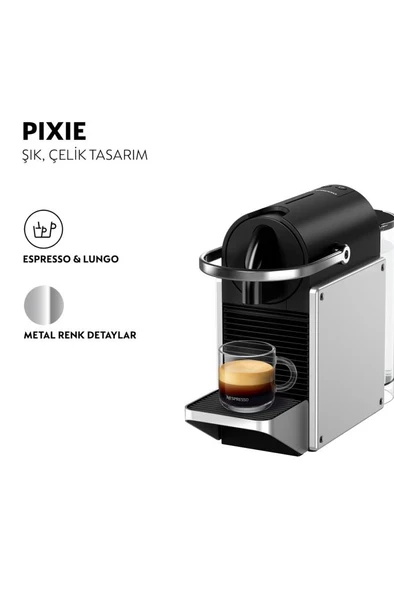 D62 Pixie Kahve Makinesi, Gümüş - Resim 2