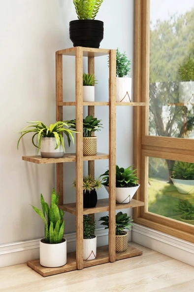 5 Katlı Çok Amaçlı Ahşap Raf Ünitesi - Mutfak, Banyo ve Salon Organizer ürün görseli 1