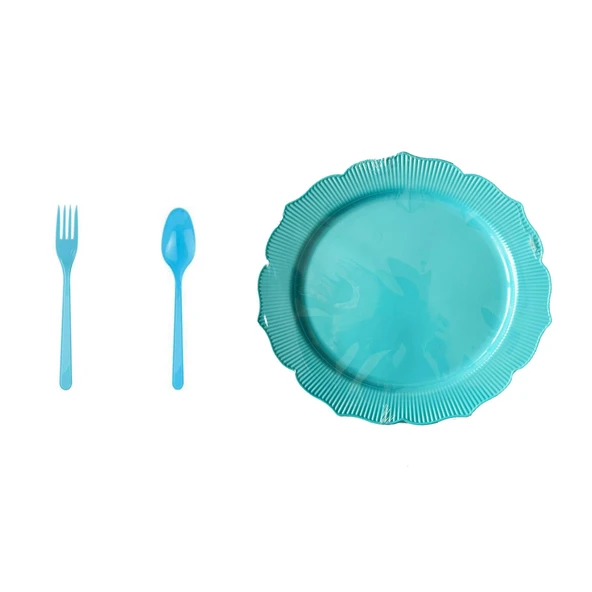 Omeyva Mika Plastik Turkuaz Sorfa Piknik Seti - 23 Cm. - 72 Kişilik Tabak Çatal Kaşık Takımı ürün görseli 1