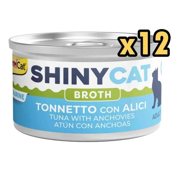 Gimcat Shinycat Broth Ton Balıklı ve Ançuezli Kedi Konservesi 70 gr x 12 Adet ürün görseli 1