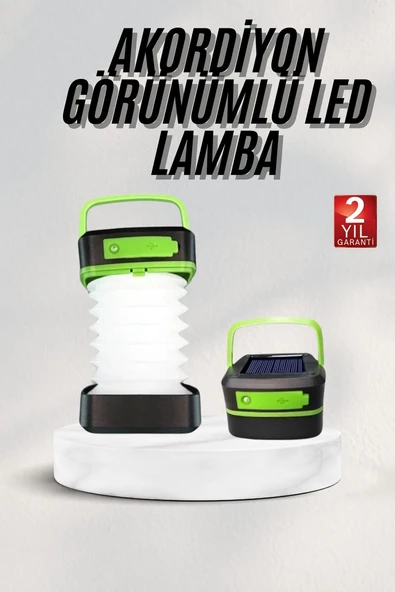 Katlanabilir Kamp Lambası Akordiyon Lamba Şarjlı 3 Kademeli Solar ürün görseli 1