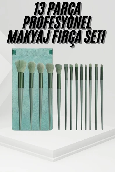 13 Parça Taşınabilir Kılıflı Profesyonel Makyaj Fırça Seti Pudra Allık Fondöten Fırçası ürün görseli 1