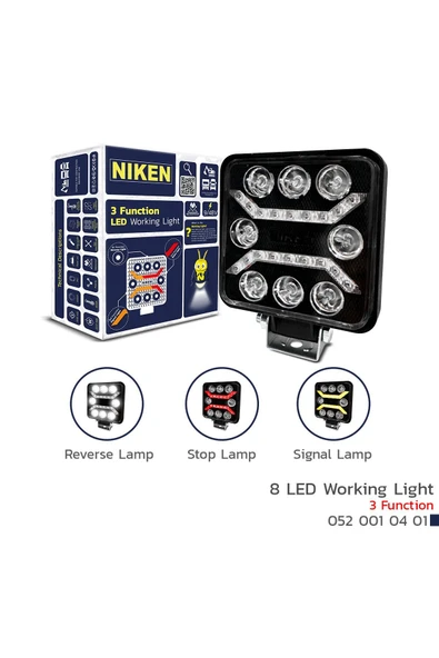 GUMUSONLINE Çalışma lambası ledli pro kare 8 ledli 3 fonksiyonlu ürün görseli 1
