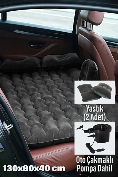 GUMUSONLINE Araç Içi Şişme Yatak - Oto Arka Koltuk Yatağı Yastık Dahil Set Pompa (oto Çakmaklık Girişli ) ürün görseli 1