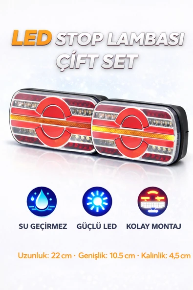 GUMUSONLINE 2 ADET ARLAS KAYAR SİNYALLİ NEON LEDLİ STOP LAMBA 12/24 VOLT Uyumlu ürün görseli 1