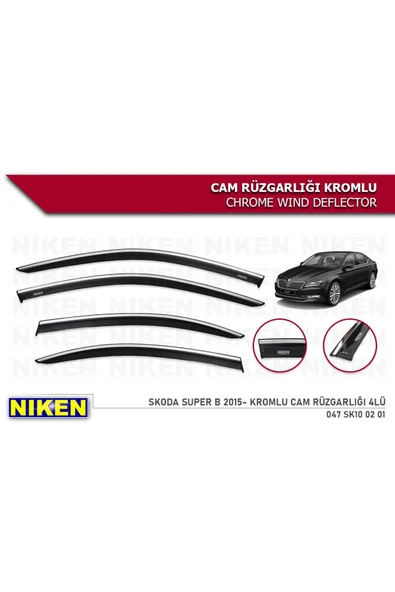 Niken Skoda Superb 2015-2023 Kromlu Cam Rüzgarlığı ürün görseli 1