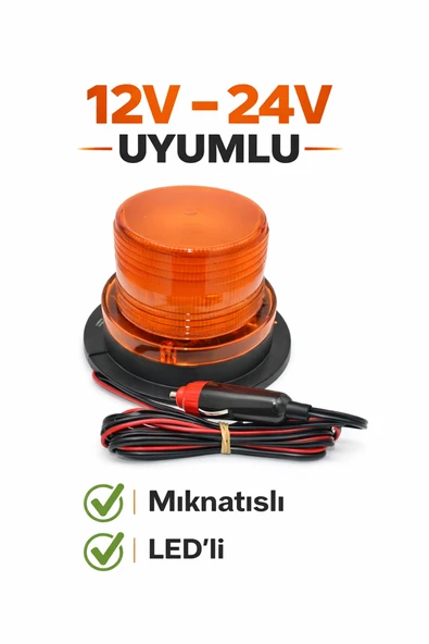 GUMUSONLINE EMİR GALAKSİ DÖNER TURUNCU 12V / 24V TEPE LAMBA LEDLİ MIKNATISLI ürün görseli 1