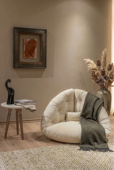 AVYNA MONZA™ Premium Relax 2’si 1 Arada Yer Minderi & Armut Koltuk – Tay Tüyü Kumaş, Ergonomik Tasarım ürün görseli 1