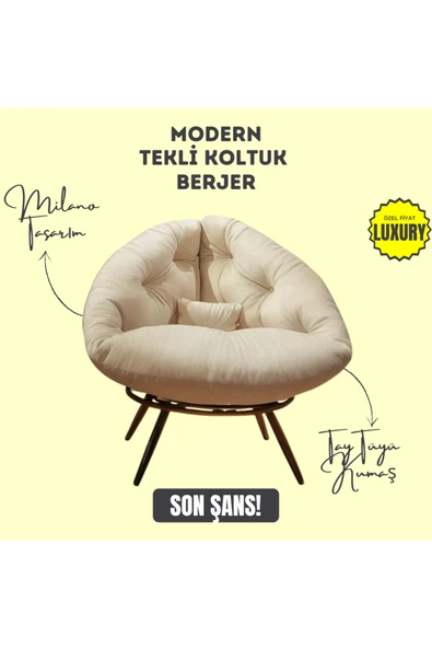 AVYNA Aurelia Berjer | Riviera Collection | Modern & Zarif Tekli Koltuk Berjer | Rahat Dinlenme Koltuğu ürün görseli 1