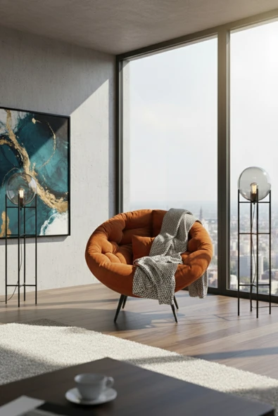 AVYNA Groky Prestige Collection Berjer | Premium Tekli Koltuk, Ortopedik Destekli Konfor – Turuncu ürün görseli 1