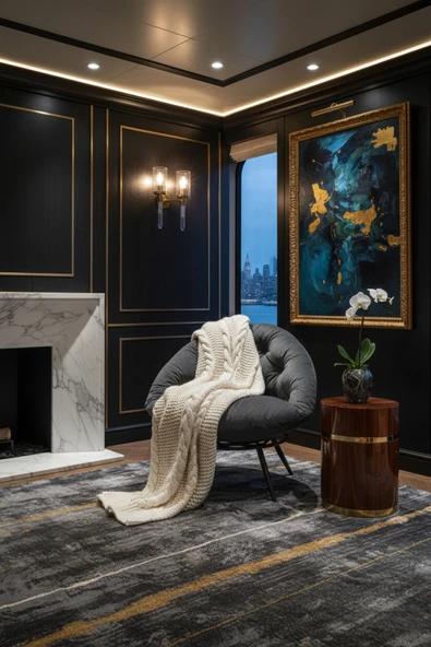 AVYNA Lüx Füme Berjer Koltuk 92x92: Modern Tekli Salon Koltuğu - Armut Minderli Metal Sandalye ürün görseli 1