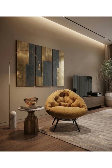 AVYNA CASSENTO™ Modern Tasarım Berjer | Premium Relax Tekli Koltuk - Hardal ürün görseli 1