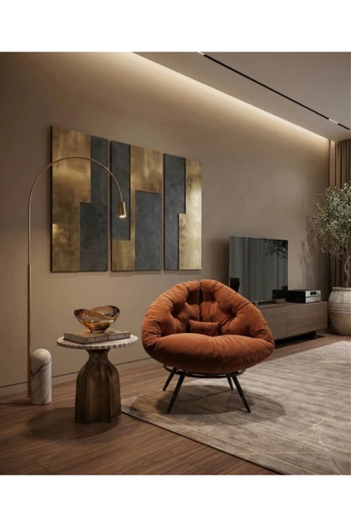 AVYNA CASSENTO™ Modern Tasarım Berjer | Premium Relax Tekli Koltuk - Turuncu ürün görseli 1