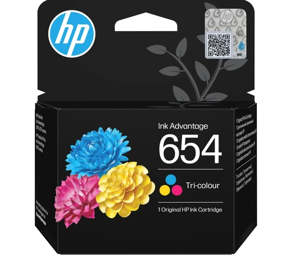 HP 654 Üç Renkli Orijinal Mürekkep Avantajlı Kartuş 7FP38UE ürün görseli 1
