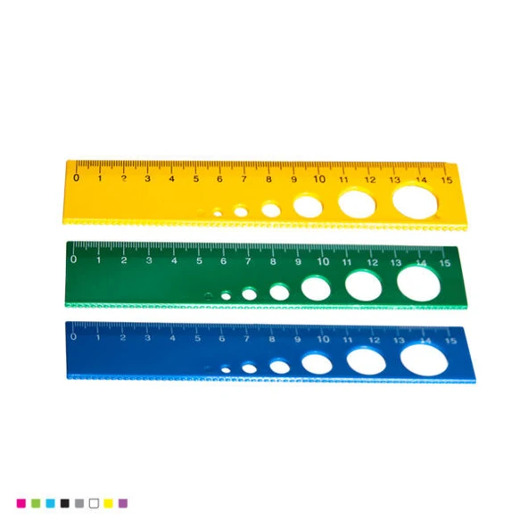 15 cm Çok Fonksiyonlu Renkli Cetvel ve Daire Şablonu Seti ürün görseli 1