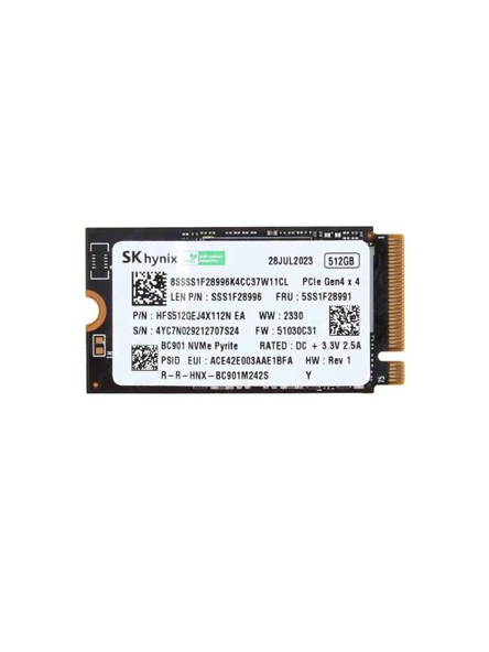 SK HYNİX BC901 512GB 2242 PCIe Gen4 x4 M.2 NVMe SSD HFS512GEJ4X112N Kutusuz Tray ürün görseli 1