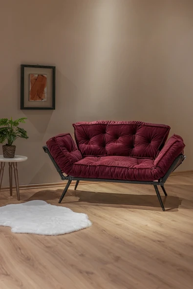 AVYNA Storm Yatak Olabilen Mekanizmalı Kolları Yatan Ikili Kanepe Koltuk Mor ürün görseli 1