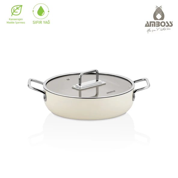 Amboss Sera Nova Doğal Seramik Basık Tencere 24 cm 2.8 Litre Latte ürün görseli 1