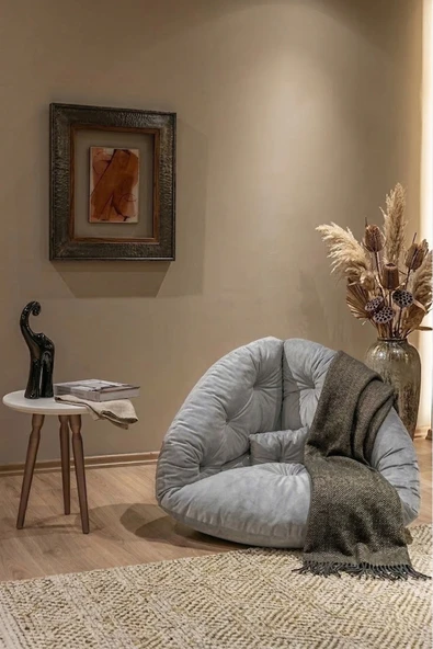 AVYNA MONZA™ Premium Relax 2’si 1 Arada Yer Minderi & Armut Koltuk – Tay Tüyü Kumaş, Ergonomik Tasarım ürün görseli 1