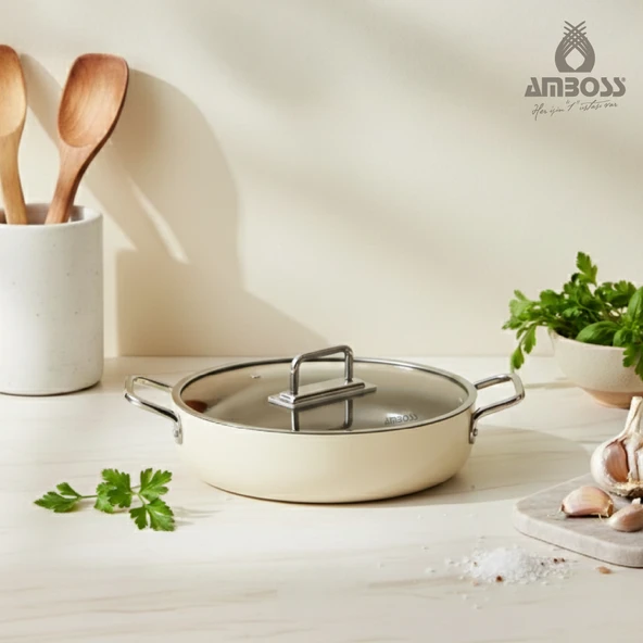 Amboss Sera Nova Doğal Seramik Basık Tencere 26 cm 3.2 Litre Latte ürün görseli 1
