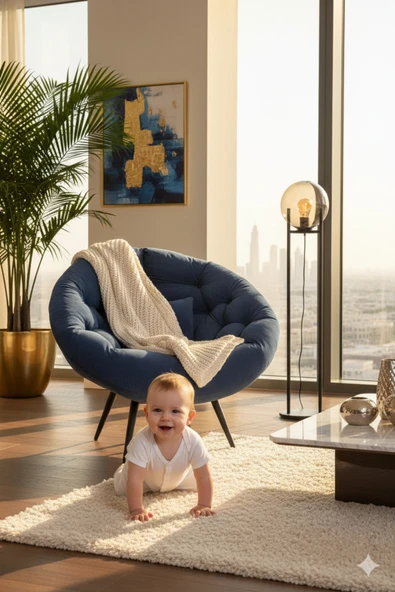 AVYNA Bubb Tekli Koltuk Berjer Lacivert - Modern ve Ergonomik Tasarım ürün görseli 1