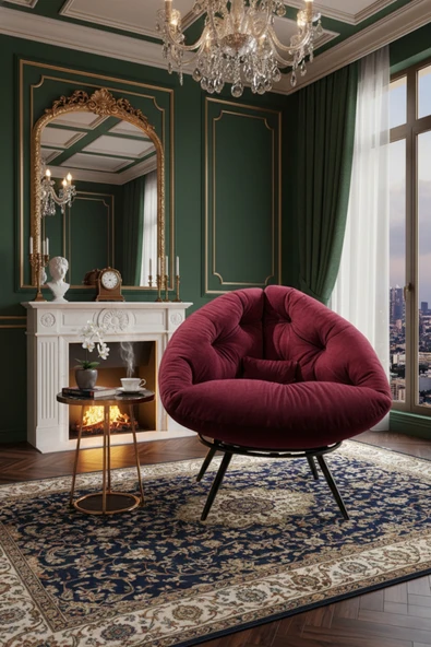 AVYNA Lüx Mor Berjer Koltuk 92x92: Modern Tekli Salon Koltuğu - Armut Minderli Metal Sandalye ürün görseli 1