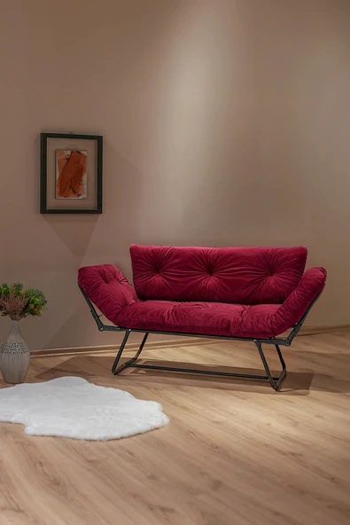 AVYNA Bhusra Yatak Olabilen Mekanizmalı Ikili Kanepe Kolları Açılan Yataklı Koltuk Mor ürün görseli 1