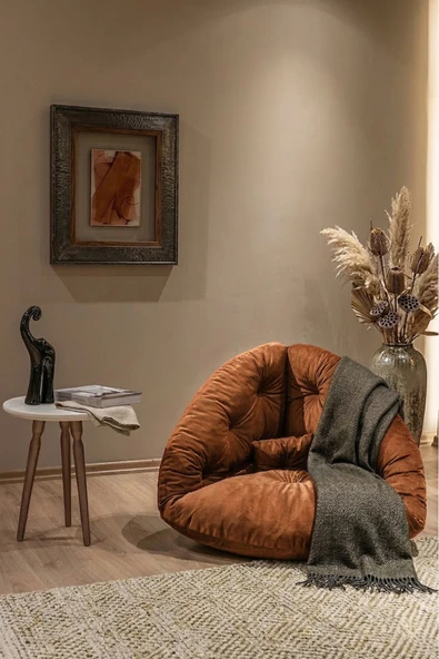 AVYNA MONZA™ Premium Relax 2’si 1 Arada Yer Minderi & Armut Koltuk – Tay Tüyü Kumaş, Ergonomik Tasarım ürün görseli 1