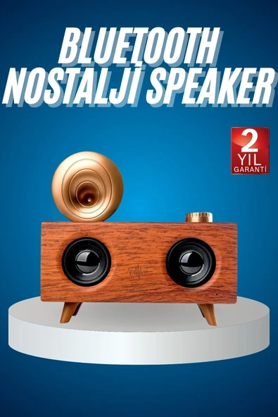 Bluetooth Nostalji Speaker Radyo Gramofon Ahşap Renk ürün görseli 1