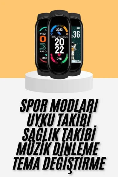 M6 Akıllı Bileklik Siyah Adımsayar Spor Takibi Android İos Uyumlu ürün görseli 1