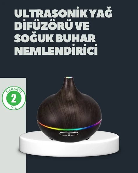550Ml Ultrasonik Hava Nemlendirici Aromaterapi Difüzörü ürün görseli 1