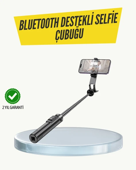 Bluetooth Selfie Çubuğu – Katlanabilir, Uzaktan Kumandalı ürün görseli 1