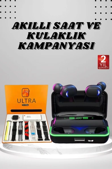 Yeni Nesil Akıllı Saat Bluetooth Kulaklık Kampanyası Android İos Uyumlu Uyku Takibi ürün görseli 1