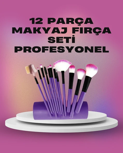 12 Parça Yumuşak Kıllı Makyaj Fırçası Seti Yüz Göz Makyajına Uygun Profesyonel Kullanım ürün görseli 1