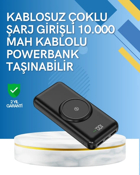 İphone Android Uyumlu 10000Mah – Hem Kablolu Hem Kablosuz ürün görseli 1